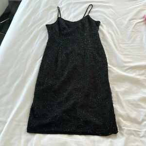 Vintage Black beaded mini dress cocktail classy prom